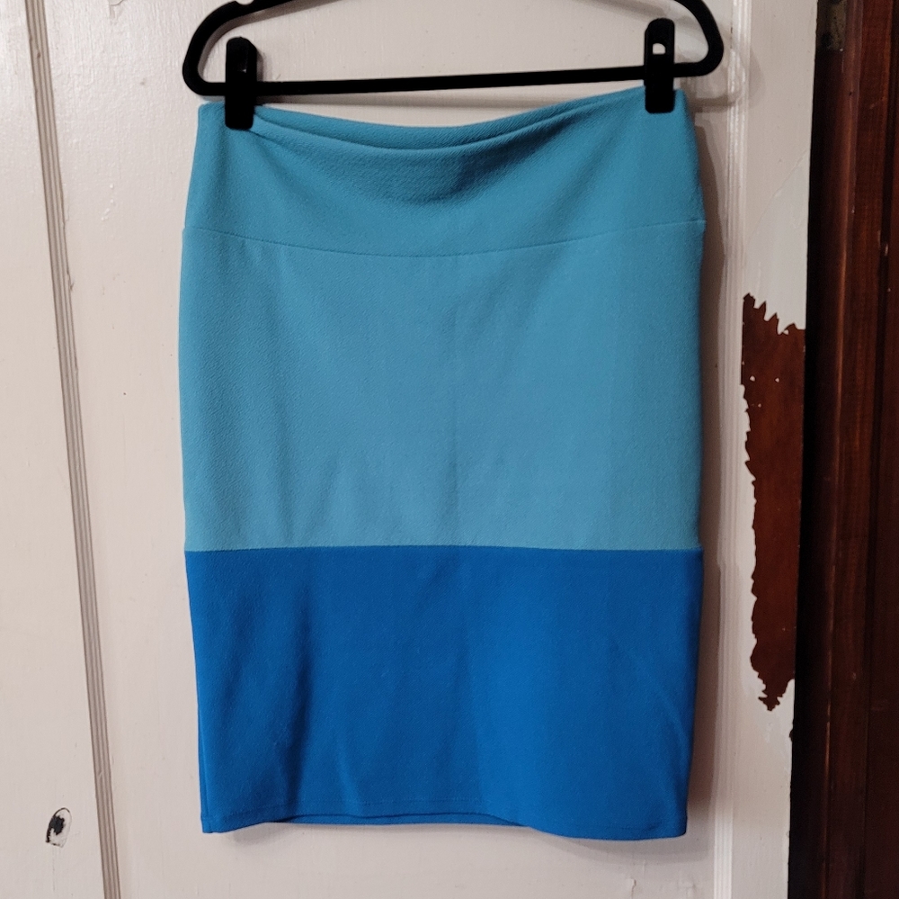 LuLaRoe Stretch Blue Pencil Skirt sz L